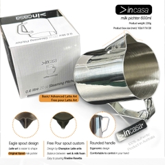 Ca INCASA ca đánh Sữa Bình đựng sữa tạo hình Latte Art bằng thép không gỉ Bình đựng sữa hấp Barista Milk Pitcher 600ml