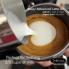 Ca INCASA ca đánh Sữa Bình đựng sữa tạo hình Latte Art bằng thép không gỉ Bình đựng sữa hấp Barista Milk Pitcher 600ml