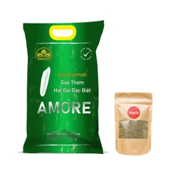 Combo 5kg Gạo Basmati và 200gr Đậu xanh Moong Dal