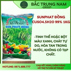 Sunphat đồng CuSO4.5H2O 99% 1kg Sun phát Đồng dùng xử lý hồ cá, diệt rong rêu cây trồng