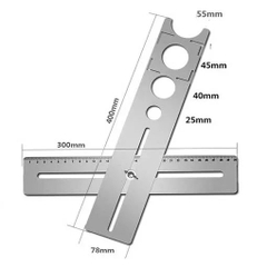Thước định vị khoét lỗ gạch Inox 201 40cm, thước 2 đoạn