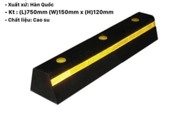 Chặn Lùi Cao Su 750x150x120mm Korea - Decal Phản Quang Dài | Cục Chặn Bánh Xe Ô Tô Cho Tầng Hầm & Bãi Đỗ Xe