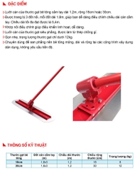 Thước gạt bê tông siêu phẳng mâm 1200x300mm - Tay cầm 3 đoạn nối dài 5.4m