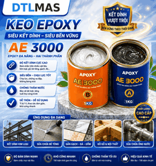 Keo Apoxy AE 3000 Bộ 2Kg Màu Xám - Keo dán đá hai thành phần gốc Epoxy