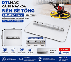 Cánh Máy Xoa Nền Bê Tông 220x205x1.25mm Trắng - Góc Tròn | Lưỡi Xoa Hoàn Thiện Sàn Bê Tông Cho Máy Xoa 600mm