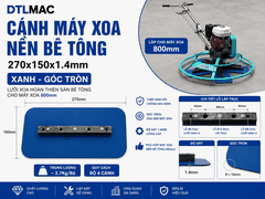 Cánh Máy Xoa Nền Bê Tông 270x150x1.4mm Xanh - Góc Tròn | Lưỡi Xoa Hoàn Thiện Sàn Bê Tông Cho Máy Xoa 800mm