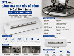 Cánh Máy Xoa Nền Bê Tông 340x150x1.2mm Trắng - Góc Tròn | Lưỡi Xoa Hoàn Thiện Sàn Bê Tông Cho Máy Xoa 900–1000mm