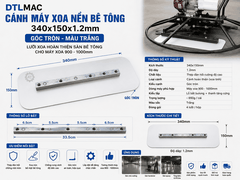 Cánh Máy Xoa Nền Bê Tông 340x150x1.2mm Trắng - Góc Tròn | Lưỡi Xoa Hoàn Thiện Sàn Bê Tông Cho Máy Xoa 900–1000mm