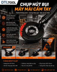 Chụp Hút Bụi Máy Mài Cầm Tay D115mm Model 2026 DTLtool | Phụ Kiện Hút Bụi Mài Bê Tông, Sơn Epoxy & Đá Kim Cương