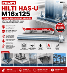 Hilti HAS-U M16x125 - Thanh ren, Bulong neo cấy