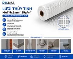 Lưới Thủy Tinh Mắt 5x5mm 125g/m² Cuộn 1x100m VDTL – Lưới Gia Cường Chống Nứt