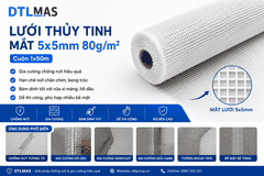 Lưới Thủy Tinh Mắt 5x5mm 80g/m² Cuộn 1x50m VDTL – Lưới Gia Cường Chống Nứt