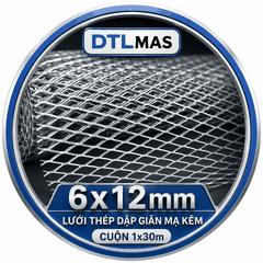 Lưới Thép Dập Giãn Mạ Kẽm 6x12mm Cuộn 1x30m | Lưới Hình Thoi Chống Nứt Tường, Trát Vữa