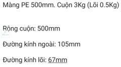 Cuộn Màng PE Bọc Hàng Loại Dày - Khổ 500mm, cuộn 3Kg (Lõi 0.5Kg)