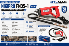 Máy Đầm Dùi Cầm Tay Nikipro FN35-1 900W – Đầm Bê Tông Điện 220V - Chưa Dây Đầm