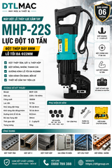 Máy Đột Lỗ Thủy Lực Cầm Tay MHP-22S 10 Tấn – Đột Thép Dày 8mm, Lỗ Tối Đa Φ22mm