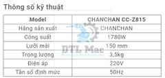 Máy mài con chuột Z815T công suất 1780W nguồn 220W - 50Hz. Mày mài góc, mài phẳng, mài chống thấm