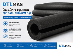 Ống Xốp PE Foam Đen Bọc Cạnh Chống Va Đập 20x40mm | Tròn Xẻ Rãnh 1 Bên