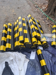 Ốp Góc Cột Cao Su Phản Quang 800x100x10mm Tròn SDTL | Bảo Vệ Cột Nhà Xe, Tầng Hầm & Nhà Xưởng