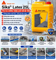 Sika Latex 25L – Phụ Gia Chống Thấm & Kết Nối Bê Tông