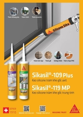 Sikasil 109Plus - Màu Đen - Keo trám khe Silicone gốc axit mau khô dán kính