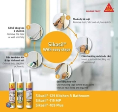 Sikasil 109Plus - Màu Trắng - Keo trám khe Silicone gốc axit mau khô dán kính