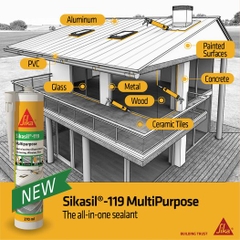 Sikasil 119MP - Keo Silicone trung tính. Dùng trong nhà và ngoài trời - Màu Trắng
