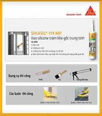 Sikasil 119MP - Keo Silicone trung tính. Dùng trong nhà và ngoài trời - Màu Trắng