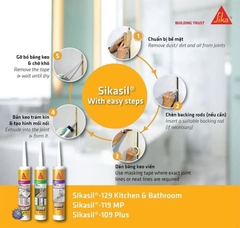 Sikasil 119MP - Keo Silicone trung tính. Dùng trong nhà và ngoài trời - Màu Trắng