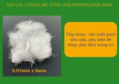 Sợi PP 0.03mmx 6mm - Sợi PP gia cường chống nứt cho bê tông. Ưu việt trong thi công sàn siêu phẳng, bê tông nội thất,... (Cover Concrete PP, Pure Polyolefins, Contec Fiber)