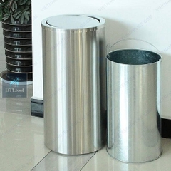 THÙNG RÁC INOX TRÒN NẮP LẬT A35-F - (Ø)300x(H)610mm