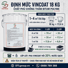 VINCOAT 18Kg – Sơn Lót Màng Chống Thấm Bitum, Tăng Bám Dính