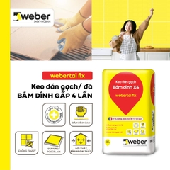 Weber.tai Fix 25kg Grey - Keo dán gạch với độ bám dính gấp 4 lần. dùng cho gạch kích thước lên đến 600x600mm