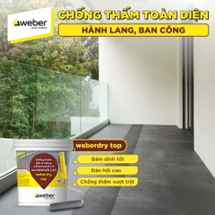 Weberdry Top 15kg - Chống thấm 2 Thành phần Xi Măng + Polymer đàn hồi cao