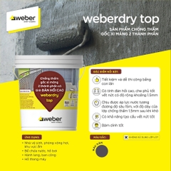 Weberdry Top 15kg - Chống thấm 2 Thành phần Xi Măng + Polymer đàn hồi cao