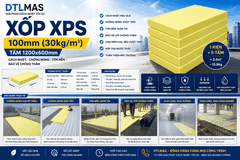 Xốp XPS 100mm (30kg/m³) | Tấm 1200x600mm | Cách Nhiệt, Chống Nóng, Tôn Nền, Bảo Vệ Chống Thấm