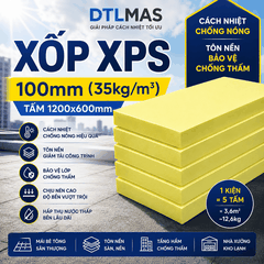 Xốp XPS 100mm (35kg/m³) | Tấm 1200x600mm | Cách Nhiệt, Chống Nóng, Tôn Nền, Bảo Vệ Chống Thấm