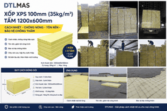 Xốp XPS 100mm (35kg/m³) | Tấm 1200x600mm | Cách Nhiệt, Chống Nóng, Tôn Nền, Bảo Vệ Chống Thấm