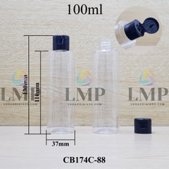 Chai PET vai ngang nắp bật trơn bóng 100ml