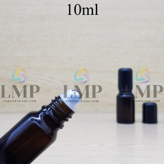 Chai tinh dầu nắp đen đầu bi lăn sắt 10ml
