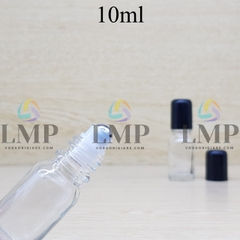 Chai tinh dầu nắp đen đầu bi lăn sắt 10ml