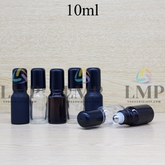 Chai tinh dầu nắp đen đầu bi lăn sắt 10ml