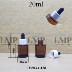 Chai thủy tinh nâu nắp bóp khoen nhựa trơn