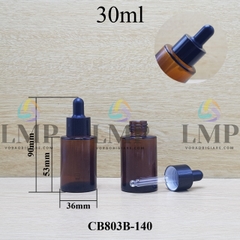 Chai thủy tinh nâu nắp bóp khoen nhựa trơn
