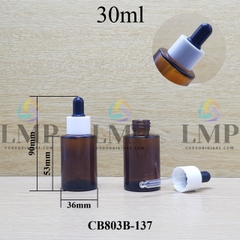 Chai thủy tinh nâu nắp bóp khoen nhựa trơn