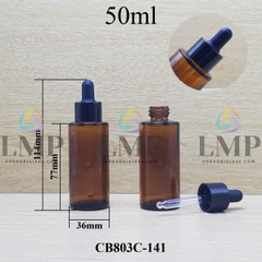 Chai thủy tinh nâu nắp bóp khoen nhựa trơn