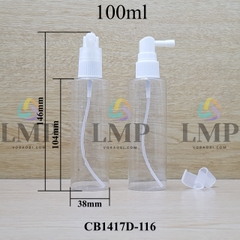 Chai PETG vai ngang đầu xịt mũi 90 độ