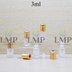 Chai lăn trong nắp vàng đính ruby 3ml