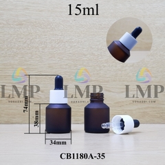 Chai thủy tinh vát nắp bóp khoen nhựa trơn 15ml