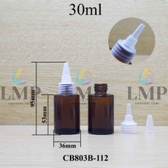 Chai thủy tinh nâu nắp nhọn sọc